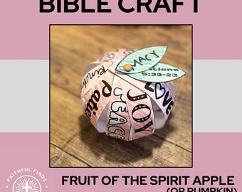 Bible Craft Fruit of the Spirit Apple | Christian Kids Craft Project | Sunday School Homeschool VBS | Printable | Galatians 5:22-23