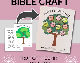 Fruit of the Spirit Apple Tree | Galatians 5:22-23 Bible Verse Activity Printable | Homeschool Sunday School VBS (Digital Download)