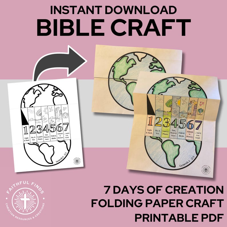 7 Days of Creation Bible Craft | Sunday School Homeschool VBS Activity ...