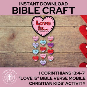 Bibel Handwerk | 1 Korinther 13:4-7 „Die Liebe ist“ Beweglich | Christliche Kinder-Papiermodelle | Valentinstag Heimschule Sonntagsschule VBS