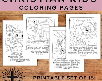 Dibujos para colorear para niños cristianos / Actividades imprimibles / Escuela dominical en casa (Descarga digital)