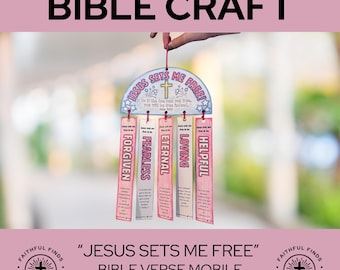 Jesus "Sets Me Free" Bible Craft Mobile | Bible Verse Activity Printable | Homeschool Sunday School VBS (Digital Download)