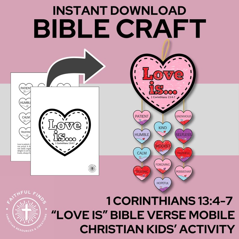Selfless Craft Love is 1 Corinthians Bible Verse Craft Printable: Sunday School ...