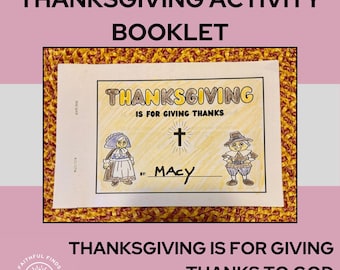Christian Kids' Thanksgiving Activity Booklet | Bible Craft PDF | Coloring Activity for Sunday School Homeschool VBS CCD | Printable