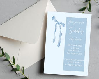 Blue Elegant Baby Shower Invitation