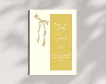 Elegantes Gelbes Babyparty Danke Schild