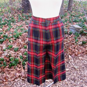 Tartan Plaid Skort Trousers Up Vintage SZ 11/12 Wool or Poly Blend 1960's Style on Campus Wearable Vintage Clothing ILGWU Label Made in USA image 1