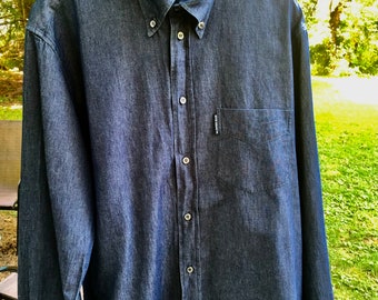 Vintage Valentino Denim Shirt Men's 100% Cotton Blue Denim