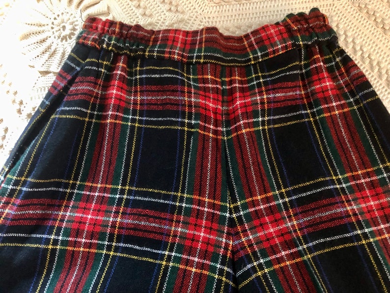 Tartan Plaid Skort Trousers Up Vintage SZ 11/12 Wool or Poly Blend 1960's Style on Campus Wearable Vintage Clothing ILGWU Label Made in USA image 8