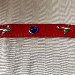 Vintage Red Faux Leather Belt Airplanes & Colored Plastic Jewels Cute Vintage Accessory Width 1 in. Length 38 in Waist Sizes 29 to 32 in image 5