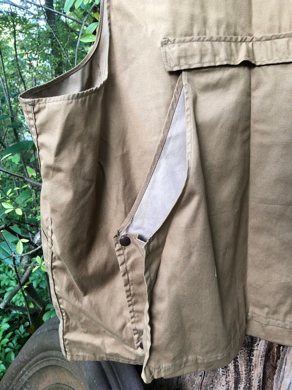 Vintage Duxbak Canvas Hunting Vest: Leather Shoulder Patches