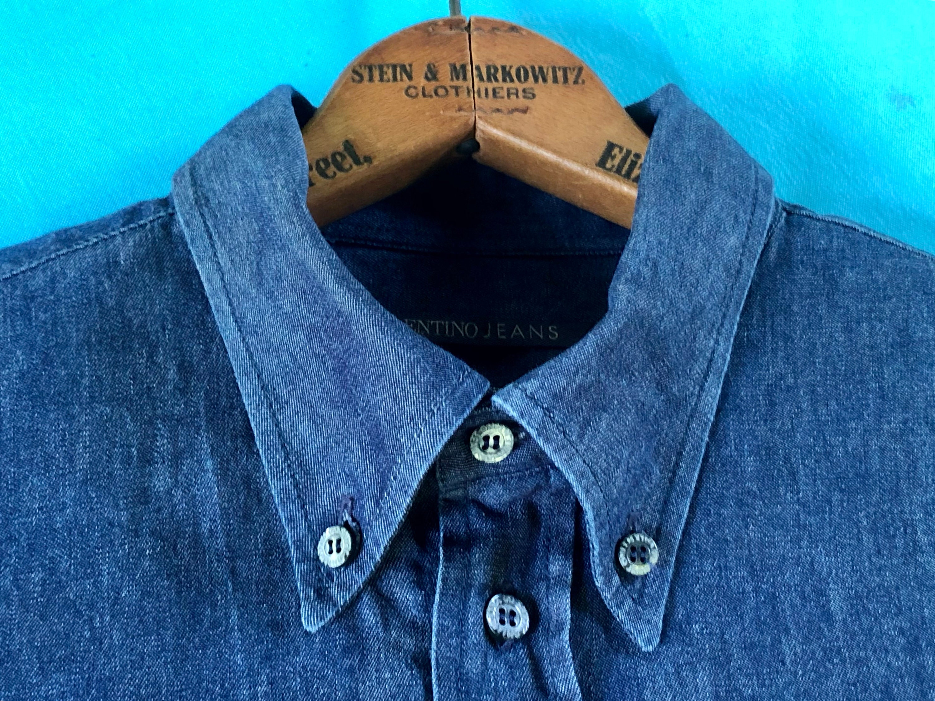 Vintage Valentino Denim Shirt Men's 100% Cotton Blue Denim