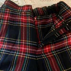 Tartan Plaid Skort Trousers Up Vintage SZ 11/12 Wool or Poly Blend 1960's Style on Campus Wearable Vintage Clothing ILGWU Label Made in USA image 6