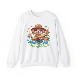 Bluza z kapturem Songkran Dog Water Gun, uroczy kołnierzyk dla zwierząt, unisexowa odzież wiosenna, prezent świąteczny, świąteczna moda