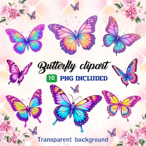 Niedliche Schmetterling Illustration – Neon Flügel PNG für Karten, Tassen, Shirts und mehr
