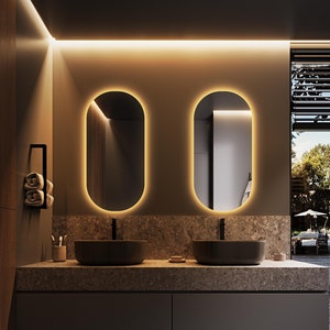 Oval Mirror LED, Mirror for Bathroom Bedroom, Aesthetic Irregular Decorative Mirror, Asymmetrical Mirror, Vanity Mirror, Makeup Mirror