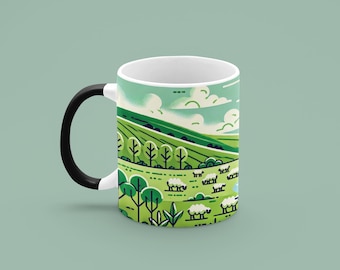 Color Morphing Coffee Mug: Nature Landscape, Heat-Sensitive Ceramic (11oz)