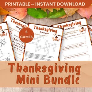 Thanksgiving Games Mini Bundle | Fall Printables | Autumn Activity Sheet | Printables for kids | Digital Printables