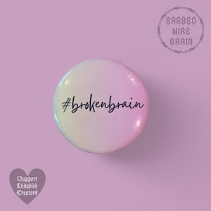 Broken brain hashtag badge