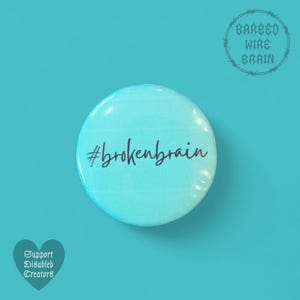 Broken brain hashtag badge