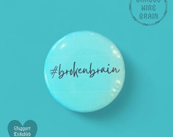 Broken brain hashtag badge