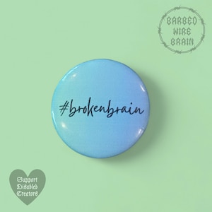 Broken brain hashtag badge