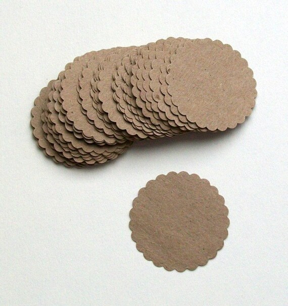 Items similar to Kraft Scalloped Circles... paper crafts.... tags