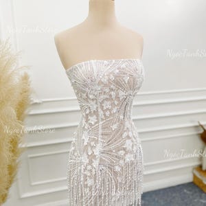 Custom Mini Wedding Dress: Pearl & Sequin Embellished, Handmade