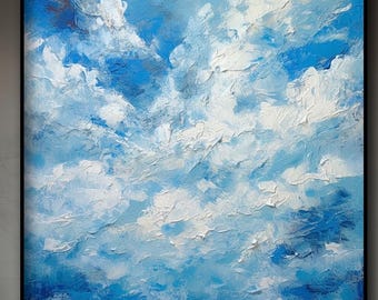 Hand-Painted Sky Landscape Oil Painting on Canvas - Abstract Wall Art