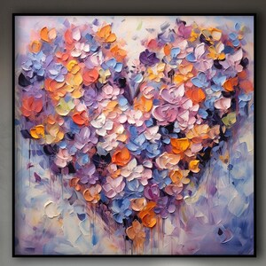Textured Heart Oil Painting: Colorful Abstract Wall Art