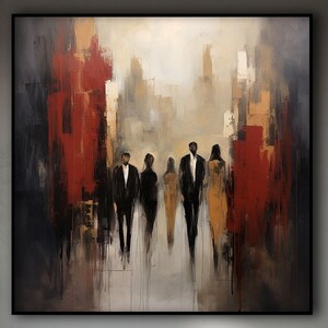 Hand Painted Abstract Oil Painting on Canvas: Modern Office Wall Art