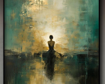 Lonely Woman,100% Hand Painted, Office Wall Art, Abstract Oil Painting,Textured Painting , Wall Decor Living Room, Acrylic Painting