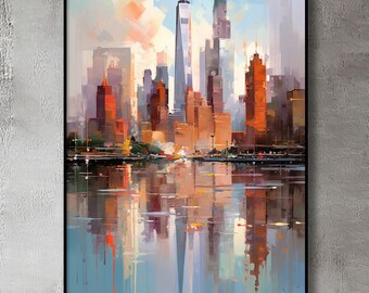 Oil Painting on Canvas New York Cityscape : Abstract Wall Art