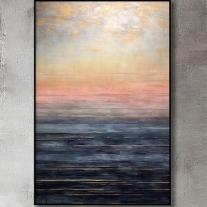 Textured Abstract Ocean Painting: Hand-Painted Acrylic & Oil Canvas