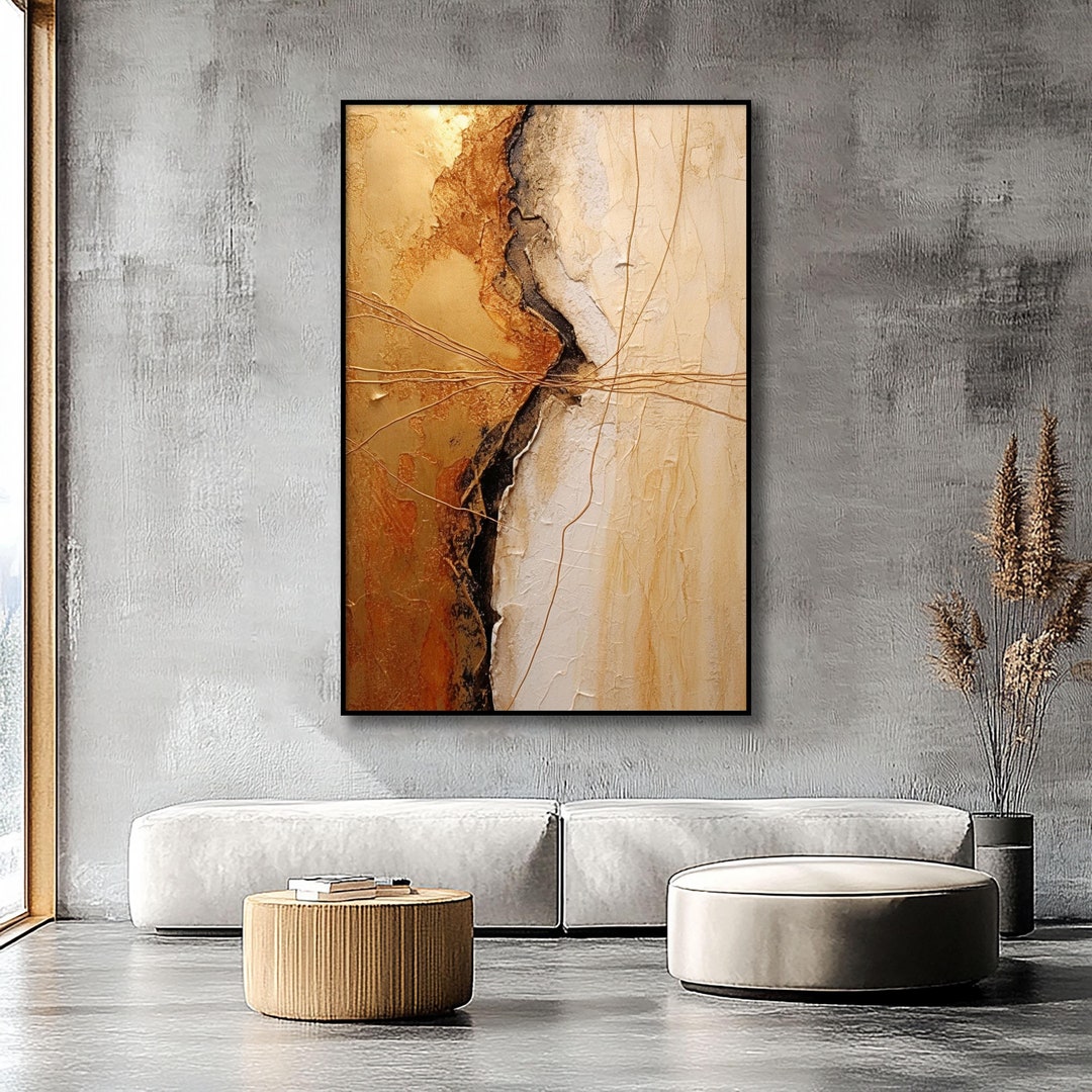 Visual Reference: Gold Beige 100 Hand Painted Office Wall Art Abstract Oil