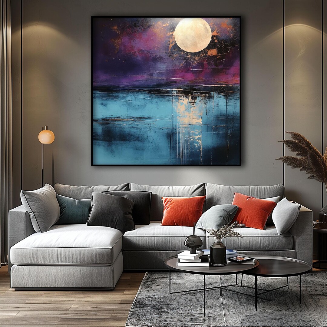 Textured Moon Oil Painting on Canvas: Abstract Wall Art - Etsy
