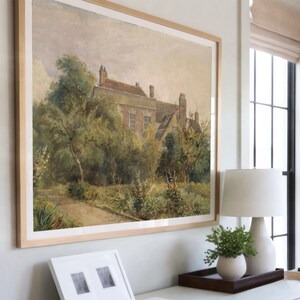 Art mural horizontal de ferme | Belle affiche antique de campagne | Peinture encadrée d'art de la nature | affiche d'art vintage | Livraison GRATUITE