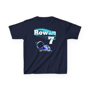 Customizable Kids Astro Bot Tee, NAME AND AGE Space Adventure T-Shirt for Boys/Girls, Birthday Gift, Everyday Wear, Fun Cartoon Design