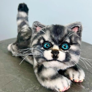 Realistic Plush Kitten Soft Toy, Movable kitten Toy, Soft sculpture, Personalized Cat toy, Gift For Cat Lovers, Stuffed Animal Toy