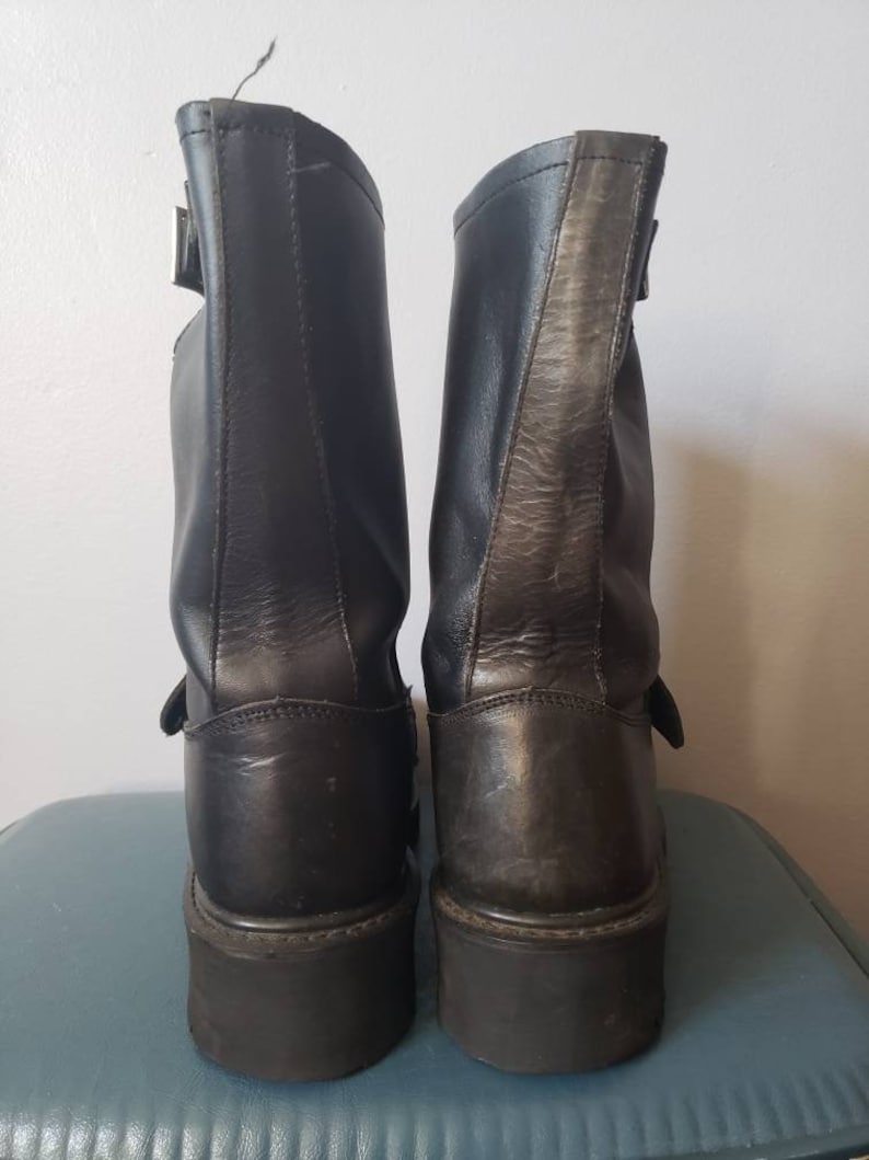 1970s Black Leather Engineer Motorcycle Boots Size 9 | Etsy