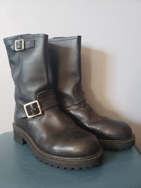 1970s Black Leather Engineer Motorcycle Boots Size 9 | Etsy