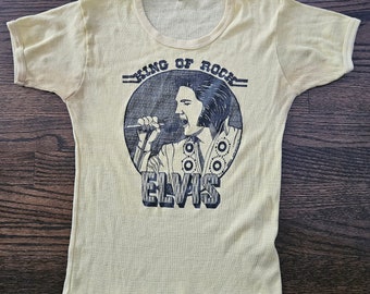 1977 Yellow Elvis Tshirt Size Medium/ Large