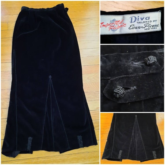1950s Diva Black Velvet Fit and Flare Skirt