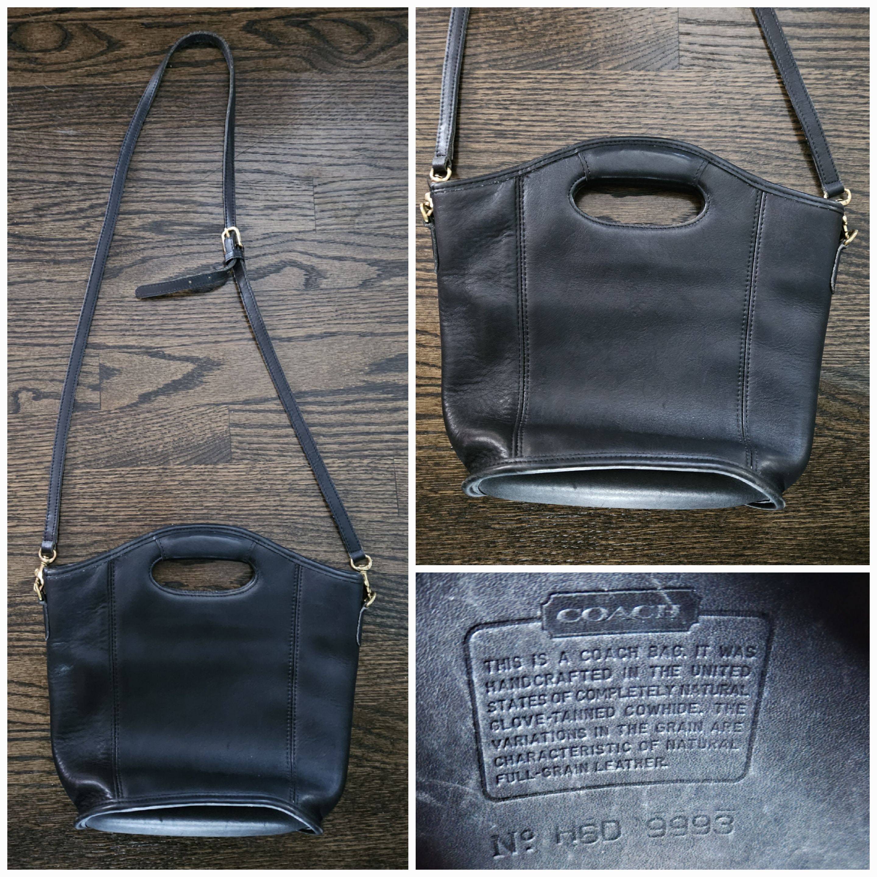 Coach Black Leather Mini Shopper Top Handle Purse NO. H6D Coach Black Leather Mini Shopper Top Handle Purse NO. H6D