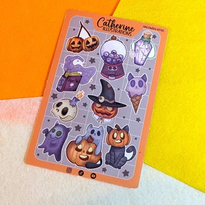 Cute Ghost Sticker, Halloween Stationary Sticker Sheet, Kindle Sticker, Laptop Sticker, Spooky Sticker, Halloween Sticker, Witchy Stickers