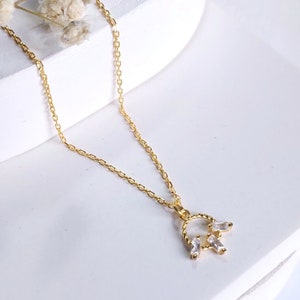 14k Gold Pendant Necklace, Gold Cluster Necklace, Baguette Necklace, Gift for Her, Cluster Pendant, Birthday Gift, Dainty Necklace