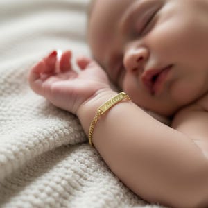 14K Solid Gold Baby ID Armband, personalisierter Baby Schmuck, Goldarmband für Kinder, Kinder Armband, Neugeborenen Geschenk, Kinder Namen Armband