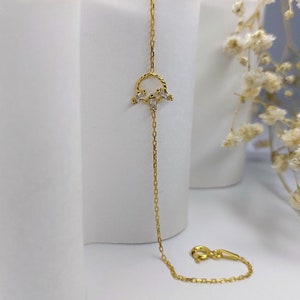 14k Gold Pendant Bracelet, Gold Cluster Bracelet,Baguette Bracelet,Gift for Her,Cluster Pendant,Birthday Gift,Dainty Bracelet,Twist bracelet