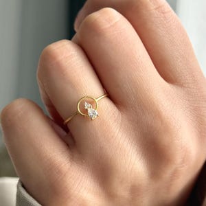 14k Solid gold Tear Drop Ring,Minimalist Proposal Ring,Engagement Ring.Vintage Promise Wedding Ring,Diamond Tear Drop Ring,Anniversary Gift