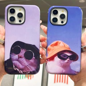 Bonita funda de teléfono con diseño de gato de anime para iPhone 16, 15, 14, 13, 12, 11 Pro Max, XR, 8 Plus, Samsung S23, S20 FE, S21, S22 Plus, S24 Ultra, Google Pixel 7, 8, 9 Pro XL